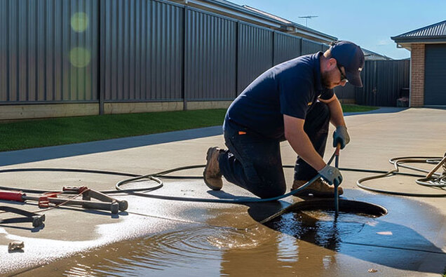 Plumber Clearing Drainage Hole