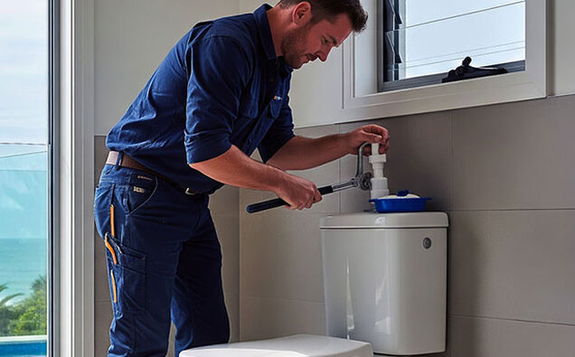 Plumber Fixing Toilet Cistern